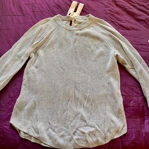 Grey Hi-Low Sweater with bow tie